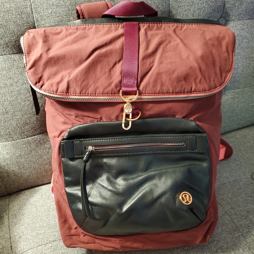 Lululemon Athletica Burgundy and Black Backpack